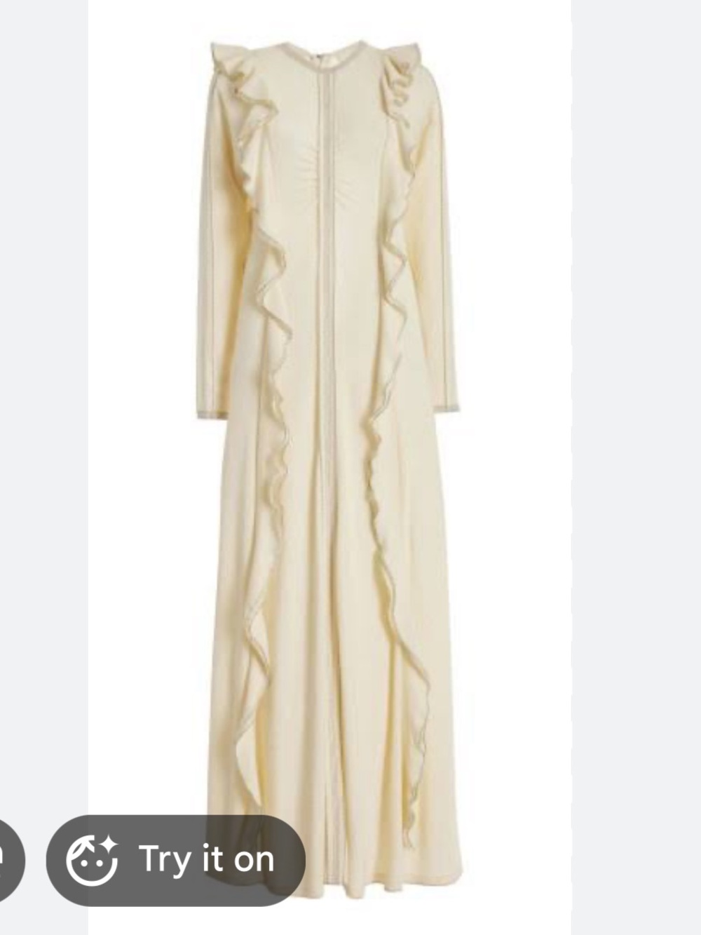 Ulla Johnson Analia ruffle wool midi dress cream jersey knit long sleeve M